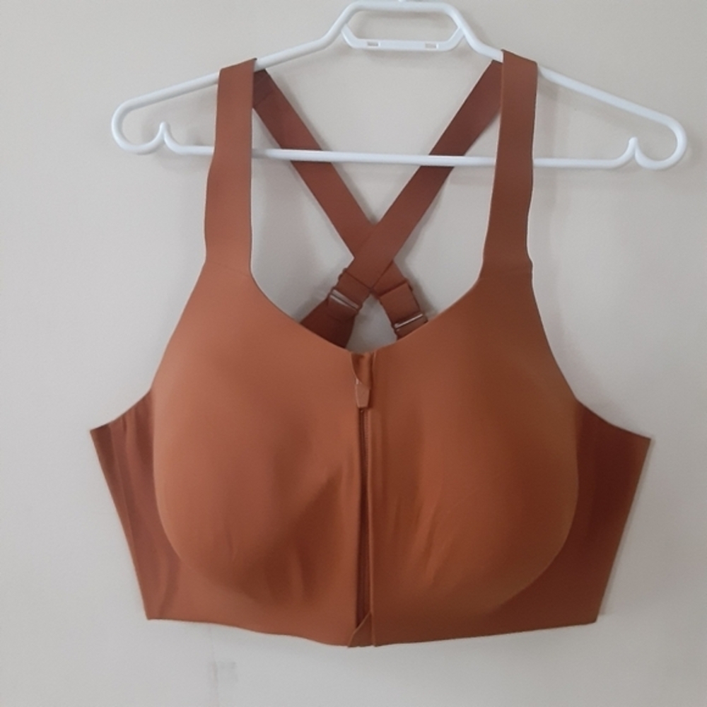 New Knix Catalyst Front zip sports bra,Caramel,40/42 G/H